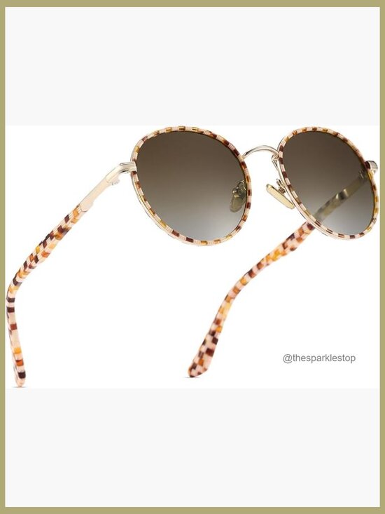 Retro Round Polarized Sunglasses, Lightweight Acetate Metal  display picture 3